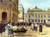 Victor Gabriel Gilbert Famous Paintings - The Flower Seller Place De L'Opera Paris